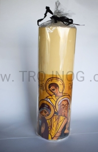 Świeca na stół 25cm, z pisaną ręcznie ikoną Święta Rodzina Rio, ołtarzowa