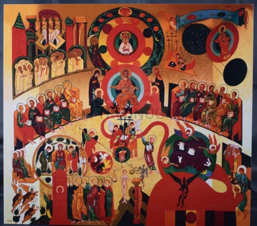 Ikona Sąd Ostateczny, na desce, na ścianę, 30 x 30 cm, Kiko Arguello, Neokatechumenat, Droga.JPG