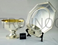 set of paten and chalice, for the neocatechumenal Eucharist, from Italy, Greggio, neocatechumenal mass, octagonal paten, chalice with 12 sides, gold-plated inside, silver-plated outside, celebration of the Eucharist.JPG