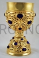 kielich przewodniczacego, celebransa, pozłacany, z kamieniami naturalnymi, ametyst, do uroczystej celebracji, eucharystii, na msze swieta, Liturgie, złocony, 25cm, solidny, dla dużego zgromadzenia, koniec drogi, neo.JPG