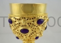 chalice of the president, celebrant, gold-plated, with natural stones, amethyst, for solemn celebrations, Eucharist, for holy masses, Liturgies, gold-plated, 25 cm, solid, for a large gathering, end of the road, neo.JPG