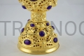 cáliz del presidente, celebrante, dorado, con piedras naturales, amatista, para celebraciones solemnes, Eucaristía, para santas misas, liturgias, dorado, 25 cm, macizo, para una gran reunión, final del camino, neo.JPG