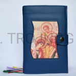 Okładka ze skóry z ikoną, liturgia godzin, niebieski, opakowanie ochronne, brewiarz