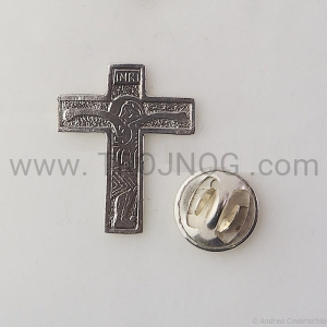 Broszka, ze srebra, do koszuli - wzór Krzyż nowej Ewangelizacja, rodzinny, przypinka