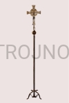 Krzyż stojący na trójnogu CHWALEBNY mosiężny neokatechumenalny do sali