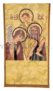 Welon Święta Rodzina z Rio, haftowany złote tło, nakrycie na pulpit, ambonę