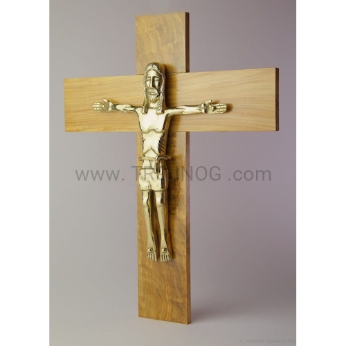 krzyż na ścianę, figura, Chrystusa, mosiądz, drewno, oliwne, solidny, estetyczny, z drewna, przepaska na biodra akeda, Chrystus, krucyfiks, elegancki, skromny, do biura, pomysł na prezent, do domu, podarunek.jpg