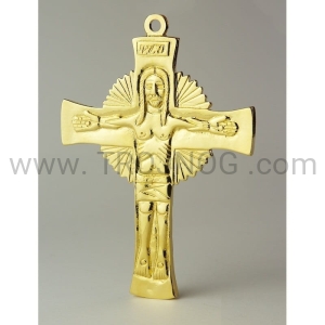 Krzyż na ścianę Chwalebny mosiężny 16,5cm