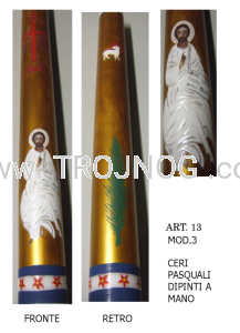 Paschał ręcznie malowany 5 wzorów ikon 8 x 120 cm, świeca paschalna