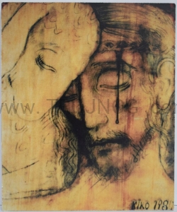 Ikonka drewniana Dobry Pasterz 2 na biurko, stół 14x11 cm 