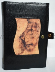 Okładka skórzana z ikoną, na brewiarz czarna, opakowanie ochronne