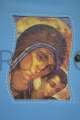 Okładka na brewiarz skóra naturalna kolor jasny niebieski z ikoną Kiko Madonna Drogi Neokatechumenalnej.JPG