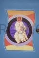Okładka na brewiarz skóra naturalna kolor jasny niebieski z ikoną Kiko Chrystus Król, Pantokrator.JPG