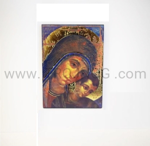 Ikonka drewniana Madonna Drogi - pozłacana 14,5cm - wisząca, na ścianę