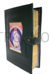 Okładka skórzana - Biblie Jerozolimska, ciemno zielona, różne ikony, pokrowiec, futerał, etui, biblia