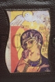 okładka na liturgię godzin wszystkie tomy ze skóry naturalnej kolor ciemny brąz z ikoną Madonna III Wieku, Nowej Ewangelizacji.JPG