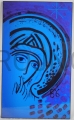 Ikone, Maria der Stille, blau, im Herzen spiegelnd, verborgen, liebevoll, himmlische Madonna, Kiko, Neo, Ikone an Bord, lackiert, hochwertig, vor der Sonne geschützt.JPG