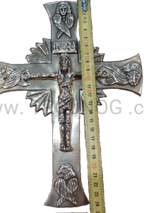 Krzyż mosiężny na nagrobek 24x19 cm, grobowiec lub wkręcany w ścianę