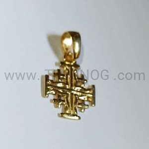 Krzyż Jerozolimski pozłacany 1,5 cm na szyję, mały rozmiar medalik