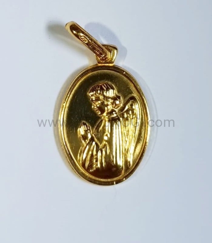 pozłacany medalik anioł stróż na szyje prezent dziecko komunia chrzest.jpg