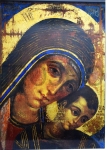 Pozłacana, matowa ikona Madonna Drogi 50 x 70 cm, na desce, wysoka jakość