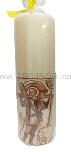 świeca na ołtarz 25cm z recznie pisana ikona dobry pasterz 1, na eucharystie, msze.jpeg