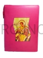 różowe etui z zamkiem biblia jerozolimska, futerał na pismo święte z ikoną.jpeg