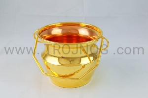 Naczynie na wodę święconą, pozłacany zbiornik, pojemnik, kociołek, wiaderko