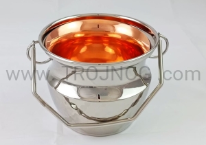 Naczynie na wodę święconą, niklowany zbiornik, pojemnik, kociołek, wiaderko