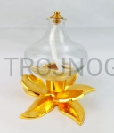 Ampułka na pozłacanej nóżce 11cm, kwiat lotosu, na stół, ołtarz, jutrznia, lampka