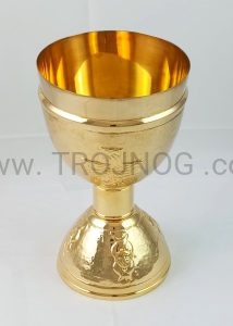 Kielich przewodniczącego pozłacany z wytłoczonymi symbolami