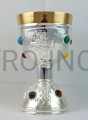 president's chalice, large, silver-plated, gilded inside, with stones, embossed symbols, hand-embossed, symbol of the Passover Lamb, Shema, evangelists in the base.jpg