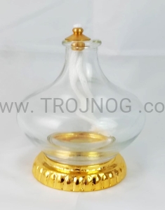 Ampułka na pozłacanej podstawce, 10 cm, na stół, ołtarz, jutrznie, laudesy, lampka