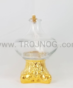 Ampułka na pozłacanej ozdobnej nóżce, na stół, ołtarz 11cm, lampka