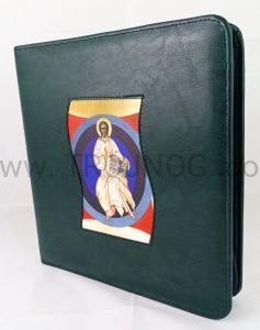 Pokrowiec na śpiewnik zielony - z wszytą ikoną, etui na śpiewnik, futerał