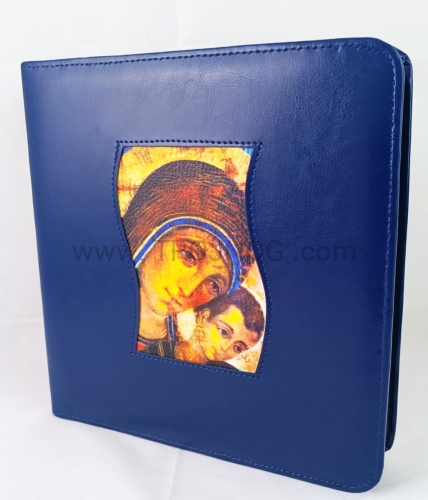 futerał na śpiewnik drogi neokatechumenalnej zamykany na zamek z wszyta ikona Madonna Drogi, etui, opakowanie, pokrowiec.jpg