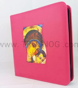 Pokrowiec na śpiewnik różowy - z wszytą ikoną, etui na śpiewnik, futerał