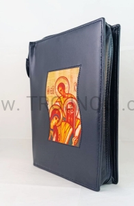 Okładka z zamkiem, na Biblia Jerozolimska z ikona, granatowa, etui, futerał