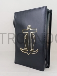Okładka na Biblię Tysiąclecia złocone RYBY, czarna z zamkiem, eco-skóra, etui, futerał, pokrowiec