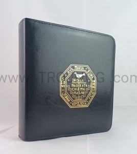 Pokrowiec na śpiewnik czarny, ze złotym tłoczeniem, śpiewnik, etui, futerał do przechowywania