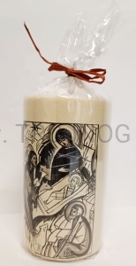 Świeca na stół, z ikona 15 cm recznie pisana - Narodziny, Boże narodzenie