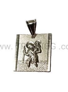 Medalik kwadratowy Św. Krzysztof, ze srebra, 2cm
