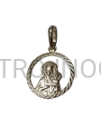 Medalik okrągły, Madonna Częstochowska, ze srebra, 2cm