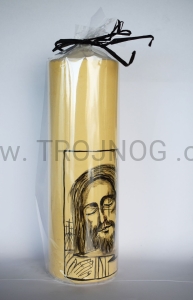 Świeca ołtarzowa 25cm, z ręcznie pisaną ikoną 2018 duża, paschalik do domowej celebracji