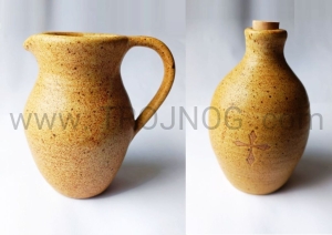 Ampułki do wina i wody, z kamionki, ręcznie wykańczane