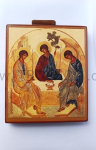 Ikonka Święta Trójca 12 x 10 cm, na desce, rzemiosło, Rublow