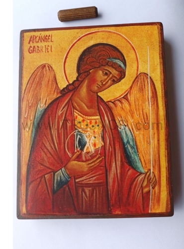 archaniol Gabriel, ikonka na desce, z drewna, rzemioslo, monaster 13cm.jpg