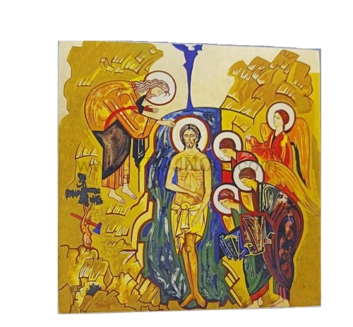 ikonka drewniana, chrzest Jezusa, na drewnie, ikona, kiko, korona, misteryjna, z perugii, na desce.jpg