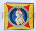 ikonka drewniana 11cm, pantokrator, Jezus Chrystus pantokrator, zbawiciel, ikona, kiko, na desce, korona misteryjna.jpg