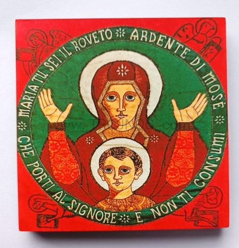 ikonka drewniana, mała, ikona, 9,5cm, Maryja Orantka, Matka Boża, Kiko.jpg